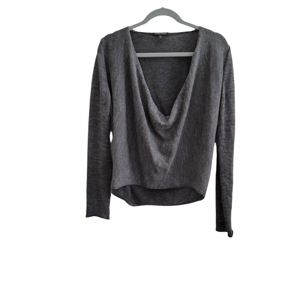 Eileen Fisher drape neck in alpaca and marino wool top/sweater - Picture 2 of 7